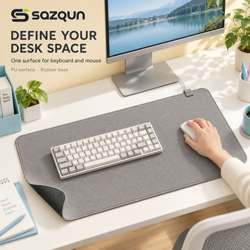 sazqun™ Premium Desk Mat — workspace scene