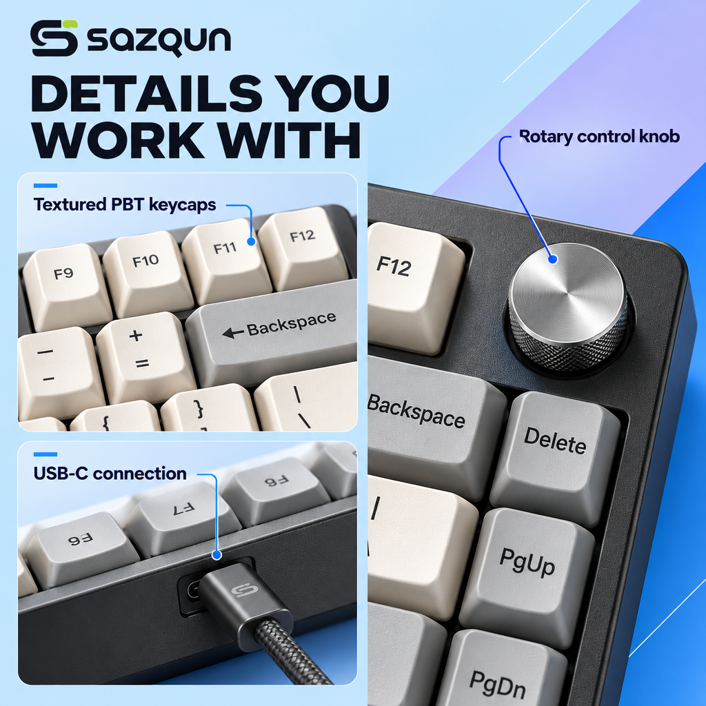 sazqun™ Compact Wireless Keyboard — design details
