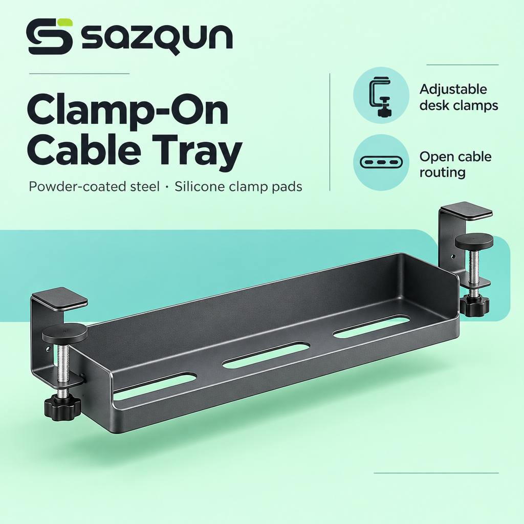 sazqun™ Under Desk Cable Management Tray — overview