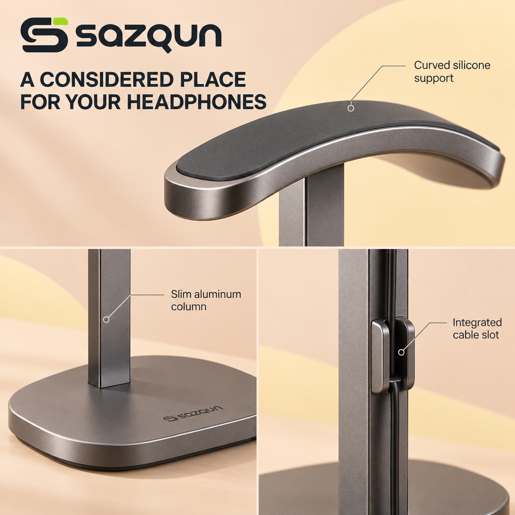sazqun™ Aluminum Headphone Stand — design details