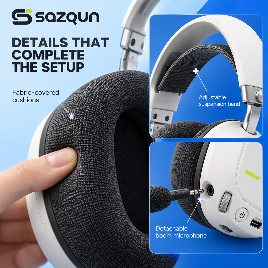 sazqun™ Wireless Noise Cancelling Headphones — design details