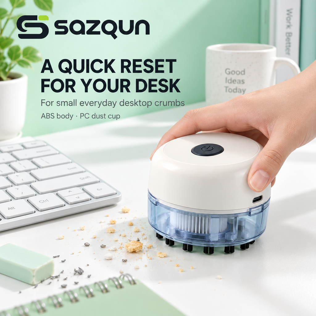 sazqun™ Mini Desktop Vacuum Cleaner — workspace scene