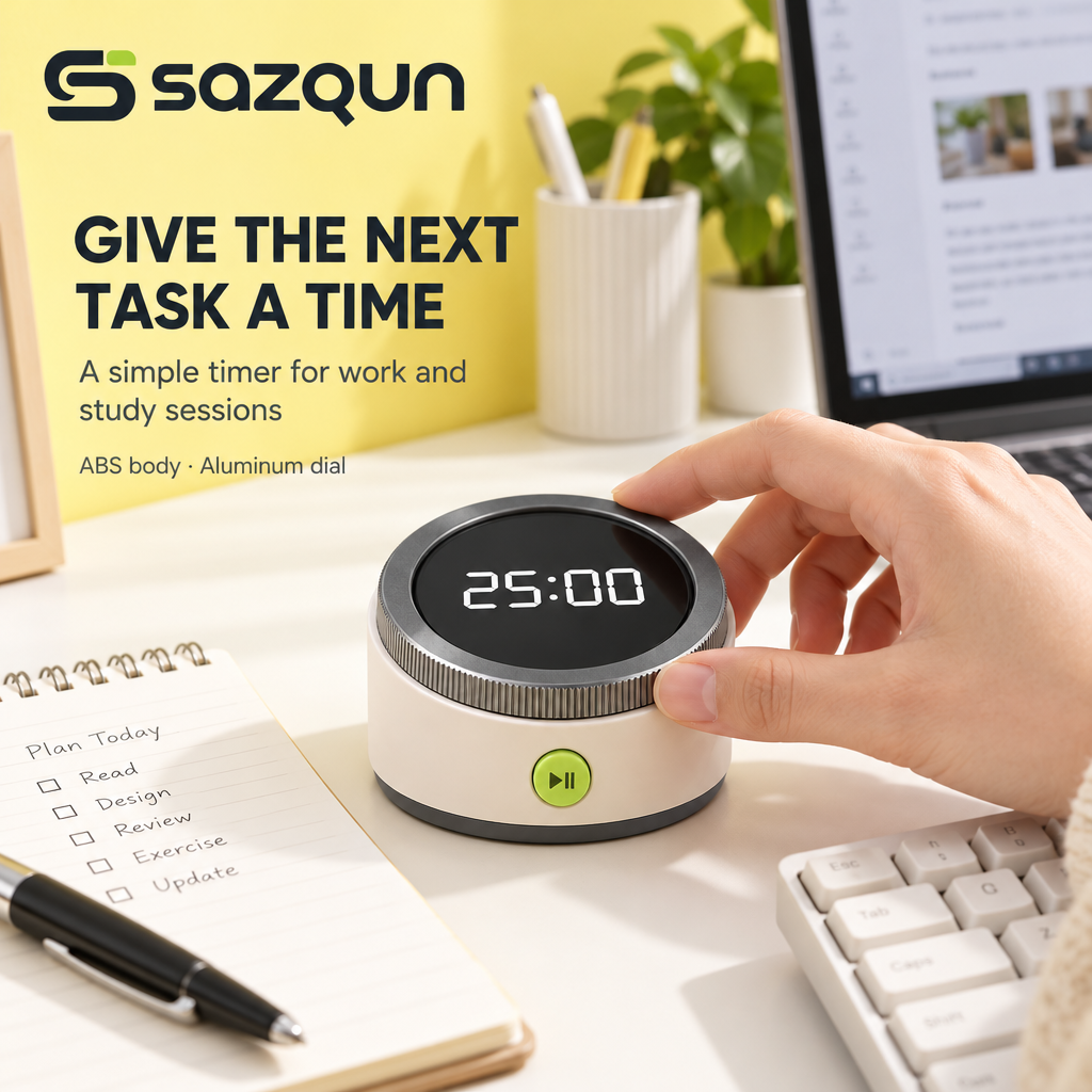 sazqun™ Digital Kitchen Timer — workspace scene